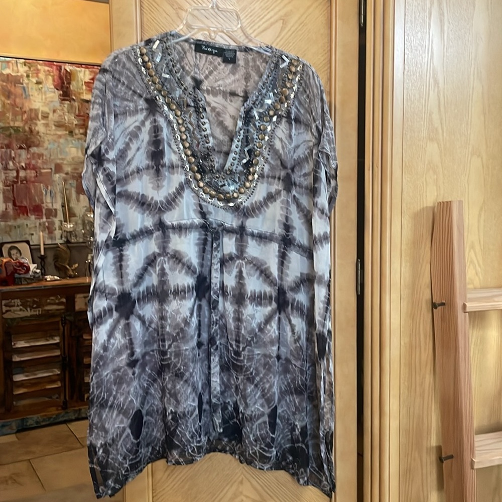 Raviya beaded Tye dye cover up size large